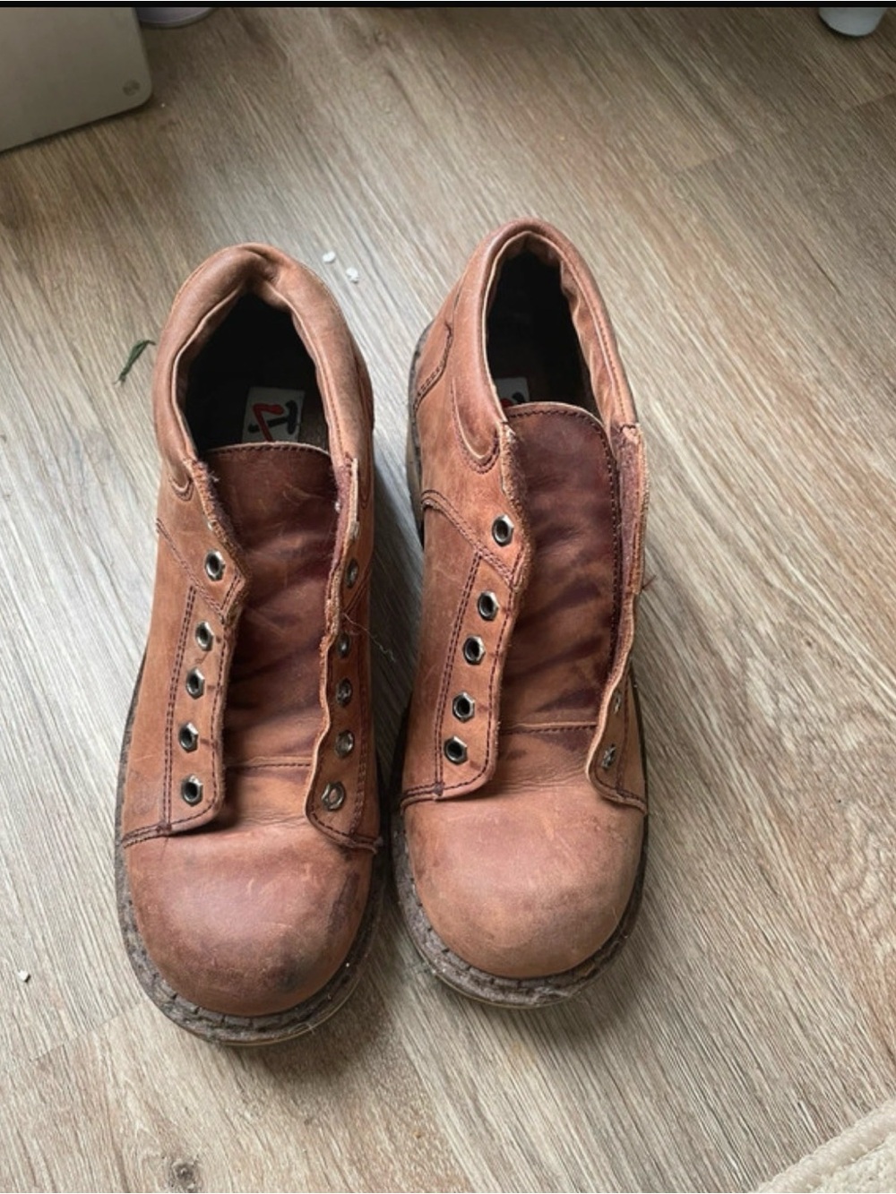 Women's Tan Leather Lace-Up Ankle Boots